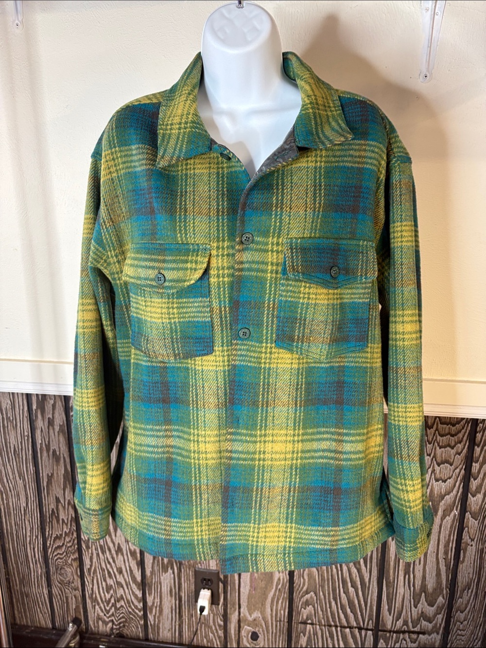 BDG Green & Blue Plaid Lightweight Shirt Jacket
